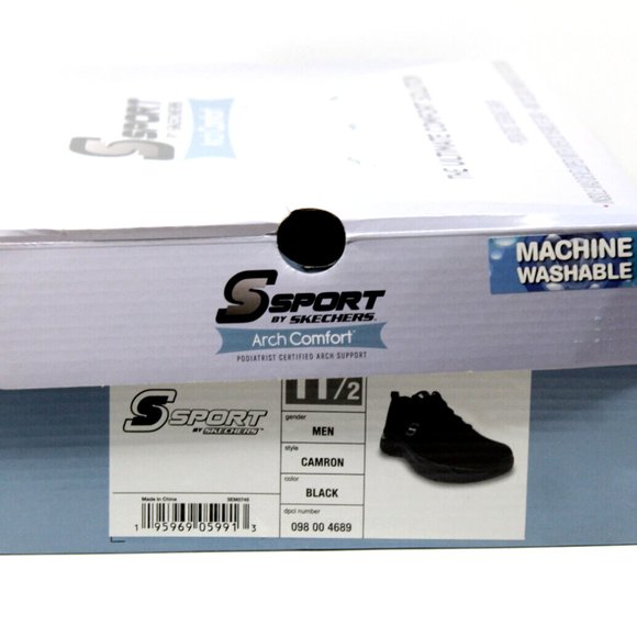 New S SPORT by SKECHERS Men's CAMRON Arch Support Black Sneakers Shoes Size 11.5 - Picture 8 of 12
